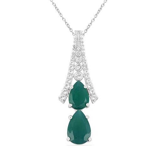  5.31 CT GREEN ONYX STERLING SILVER PENDANTS WITH WHITE ZIRCON #VP025796